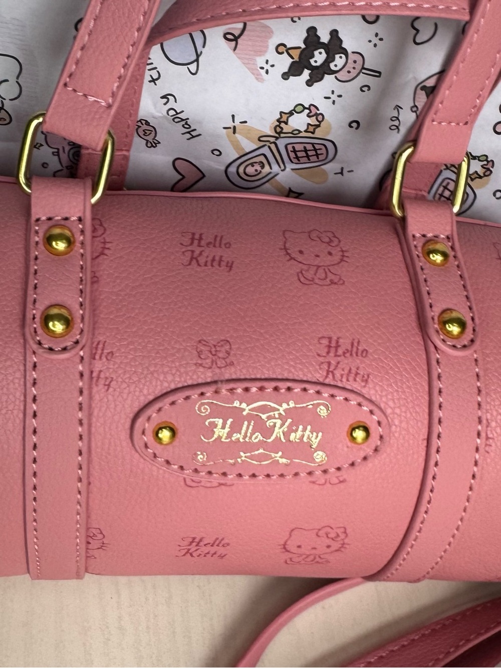 Hello Kitty Pink Barrel Mini Shoulder Bag with Gold Hardware - Picture 2 of 8